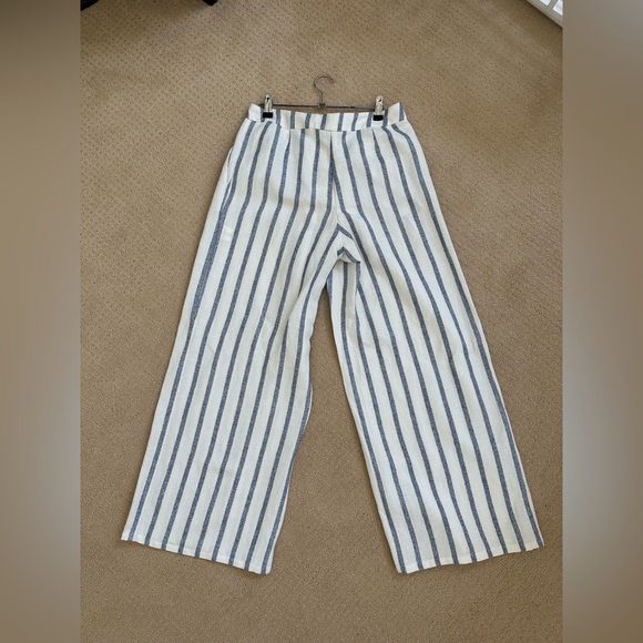 Thierry Colson Striped Wide Leg Biarritz Spugna Pants in Sailing Blue NWT - Picture 5 of 9